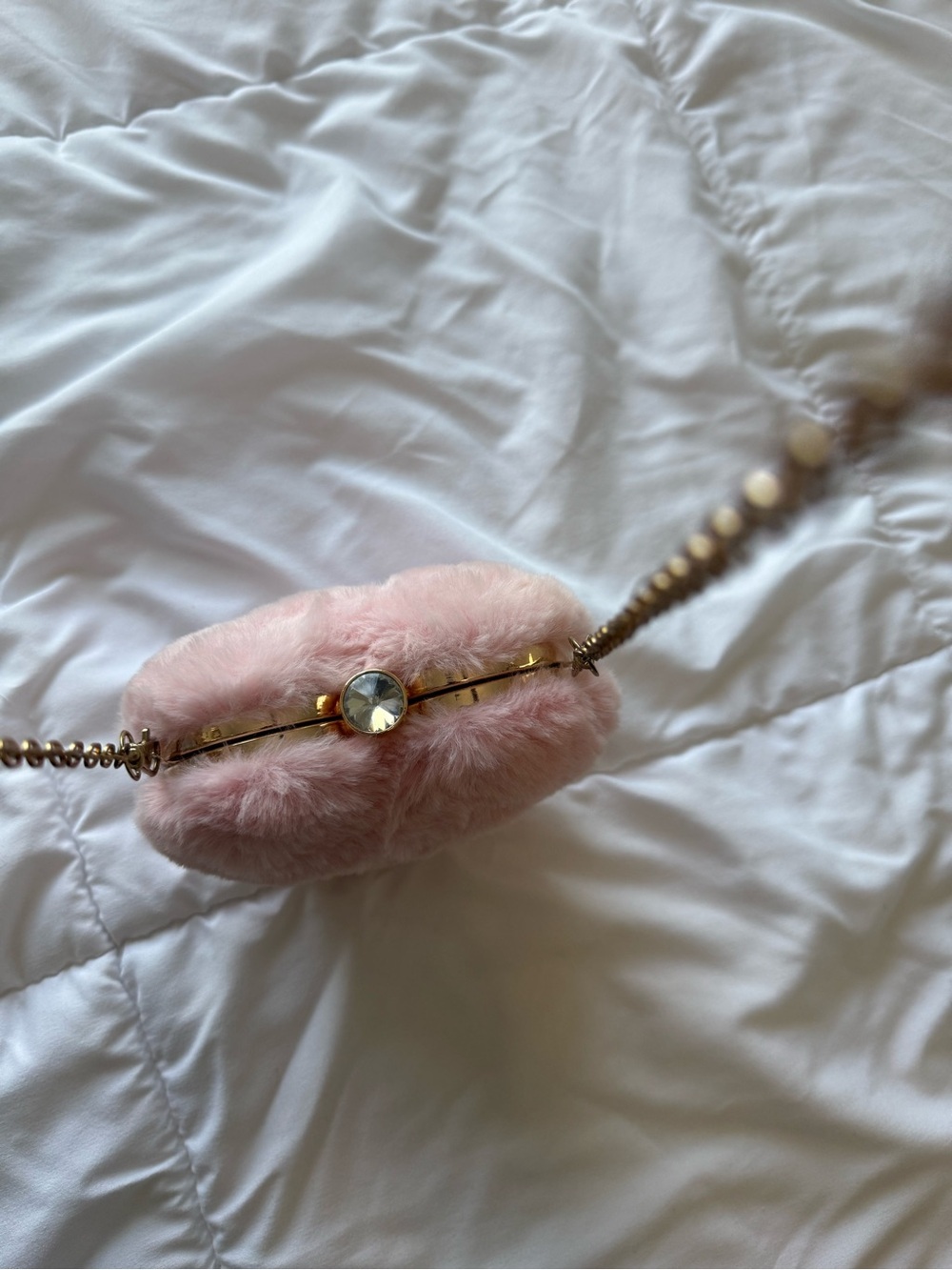 Fashion Nova Pink Heart-Shaped Faux Fur Crossbody Clutch